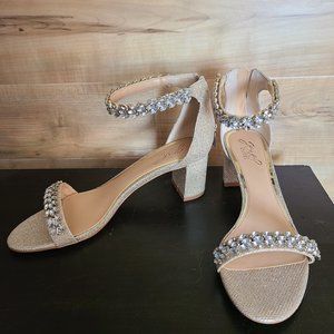Jewel Badgley Mischka size 9.5 Gold Bronwen Heels